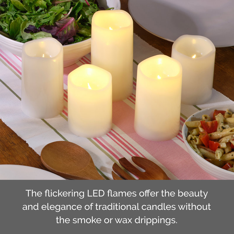 Set of 5 Waterproof LED Pillars, 3X4,4,5,5,6 Inch, White