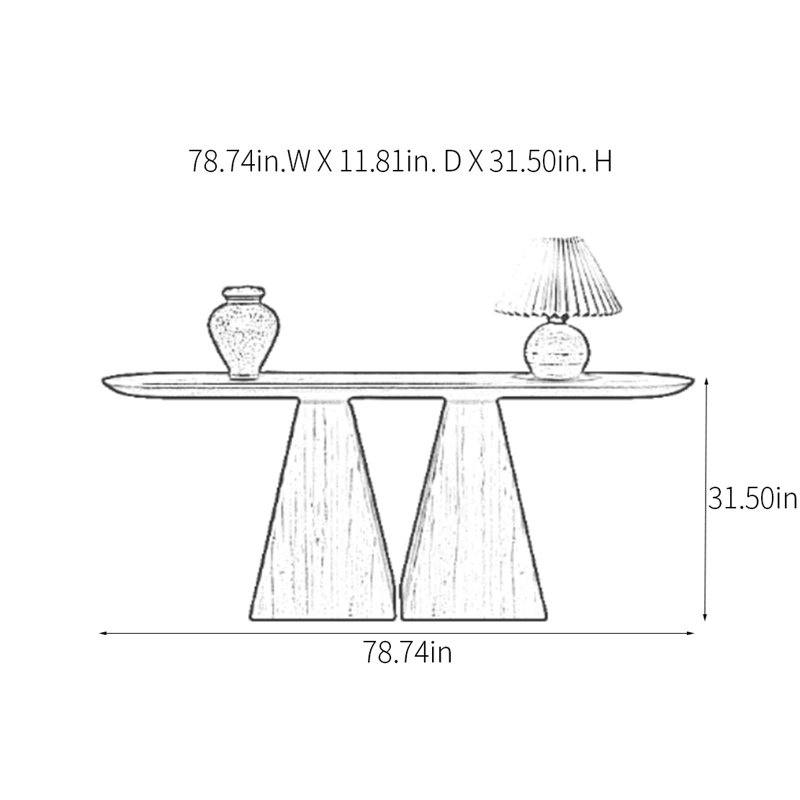 Console Retro Minimalist Art, Brun, H 31,5 po x l 78,74 po x P 11,81 po