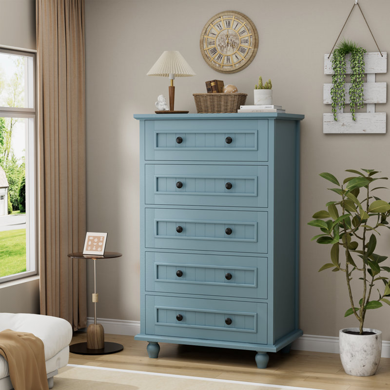 Commode 5 tiroirs l 25,98 po, Bleu