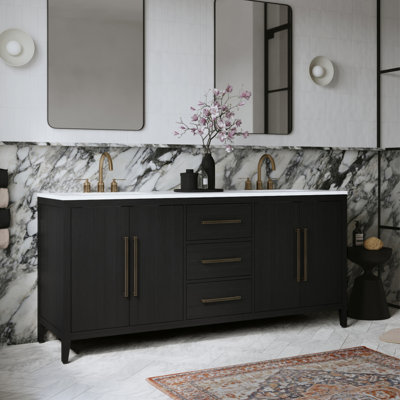 Alsup 72" Oak Double Bathroom Vanity
