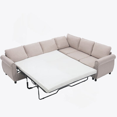 Sleeper Sofa, 2 In 1 Pull Out Couch Bed,6 Seater Sofa Bed, L Shaped Sleeper
