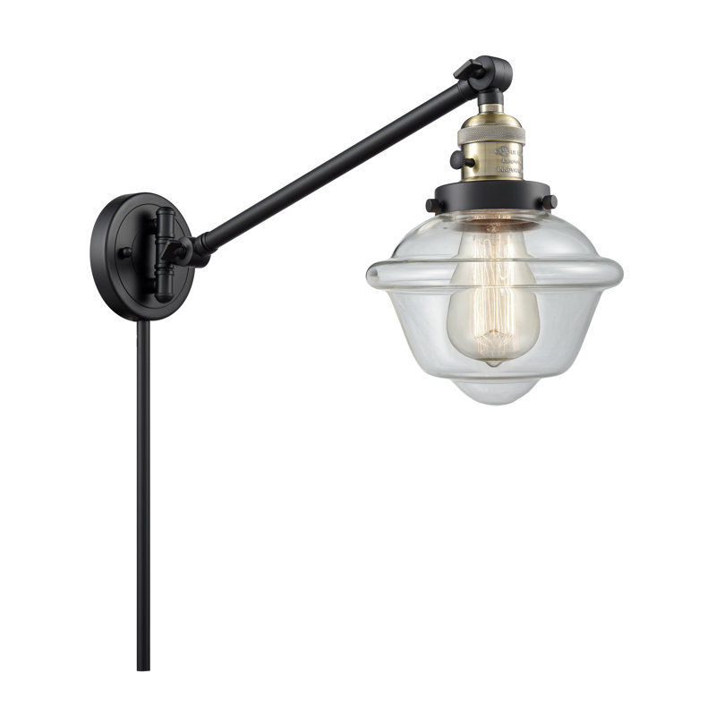Analeah Plug-in Swing Arm Sconce, 60 W Incandescent Vintage Dimmable Bulb, Clear