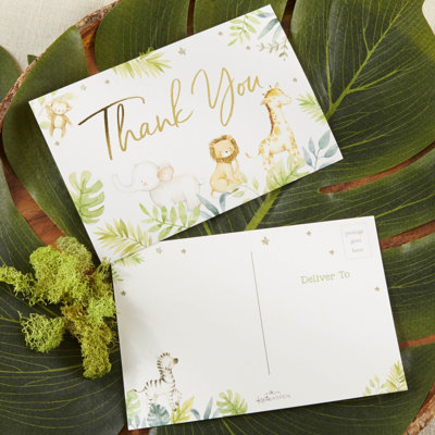 Ensemble d'invitation et carte de remerciement Safari Baby Shower pour 20 invités