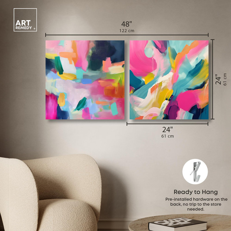 Prismatic Reviere Set Canvas Set of 2 Dopamine Decor Art by , Toile tendue, H 24 po x l 24 po