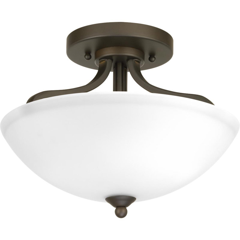 Van Reipen Glass Semi Flush Mount, Antique Bronze