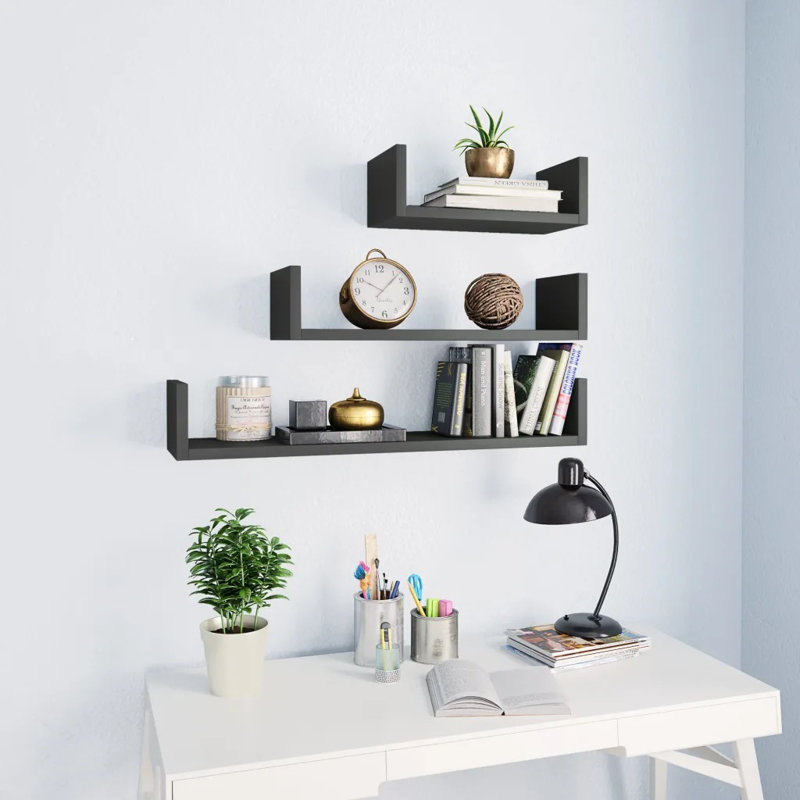 Abdulkadir 3 Piece Solid Wood Floating Shelf Set, Sonoma Oak, 10cm H x 60cm W x 15cm D