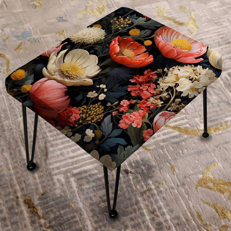 Native Grace Pink Wildflower Gardens - Floral Rectangle Ottoman