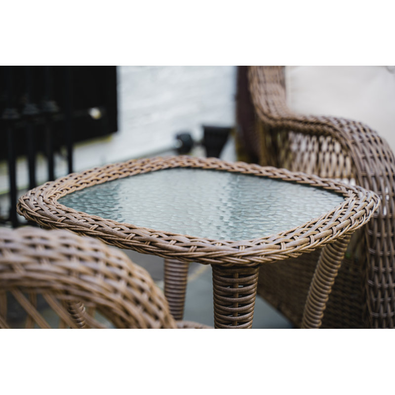 Rio Vista Sandstone Wicker and Glass Side Table