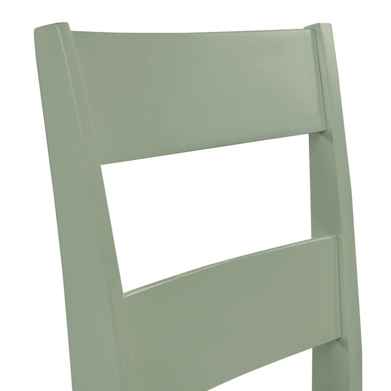 Hayasdan 42cm H Solid Wood Ladder Back Side Chair, Brown/Sage Green