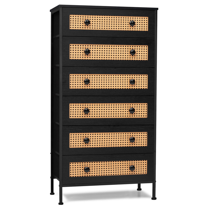 Commode 6 tiroirs, noir, Noir