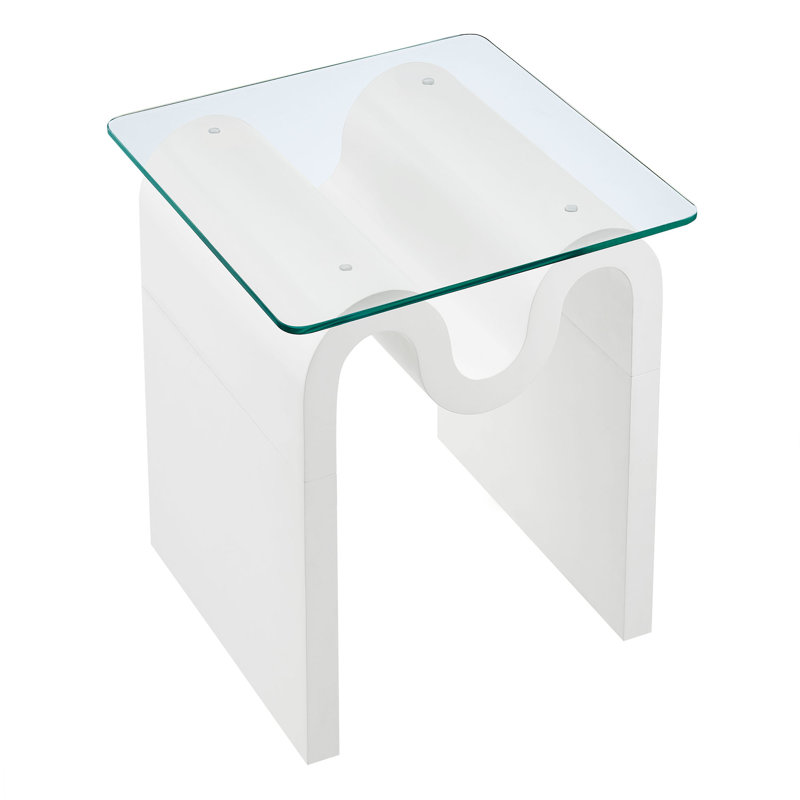 Ondine Glass Top Side Table In Spiced Apple, White