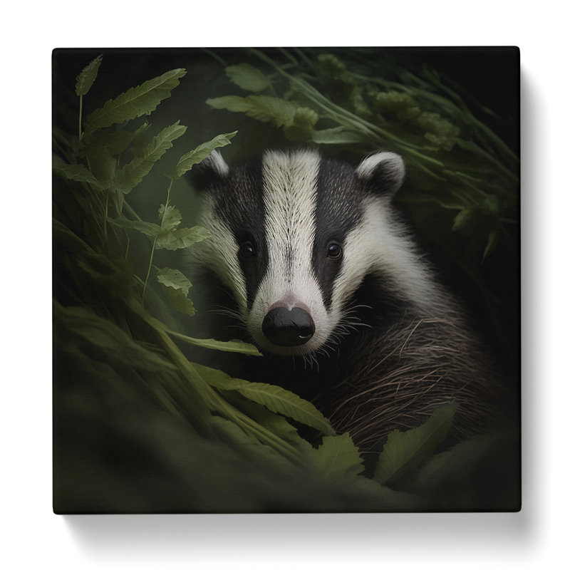 Badger Photograph - Wrapped Canvas, 35cm H x 35cm W x 3cm D
