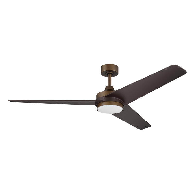 Velto 60" 3-Blade Indoor Heritage Brushed Bronze Smart Ceiling Fan with LED and Wall Control Powered by Bond Home App