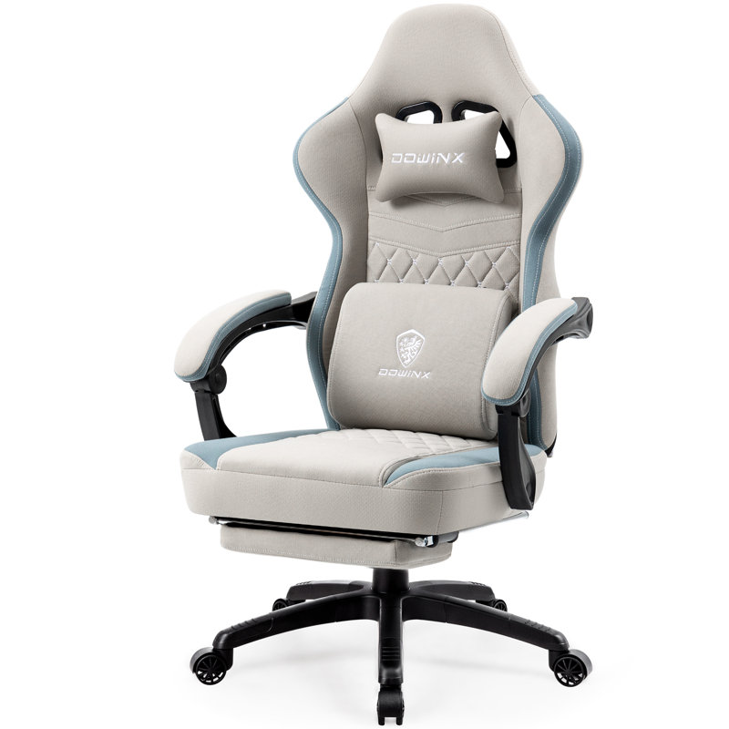 Dowinx Adjustable Reclining Ergonomic Swiveling Floor Game Chair with Footrest in Beige,Black,Green,Pink, Gray