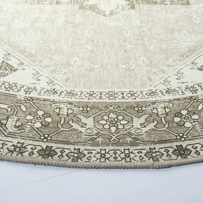 Delvecchio Oriental Sage/Ivory Area Rug, Round 8'