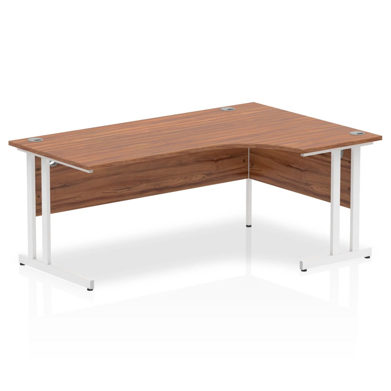 Impulse L-Shape Computer Desk, 73cm H x 160cm W x 120cm D, Right Hand Facing, Walnut/White
