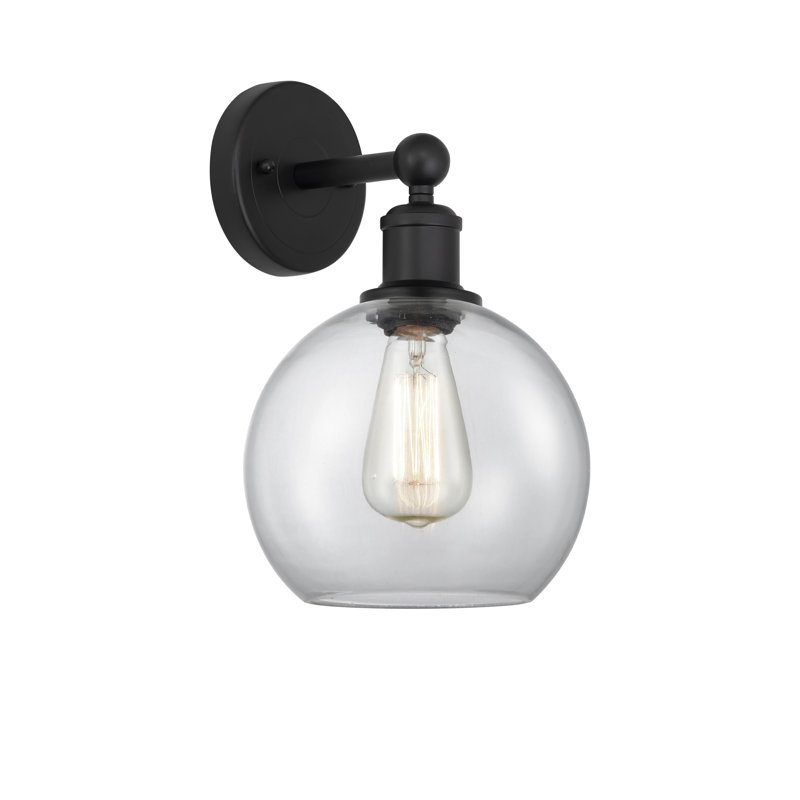 Ellington Steel Armed Sconce, Clear, Matte Black