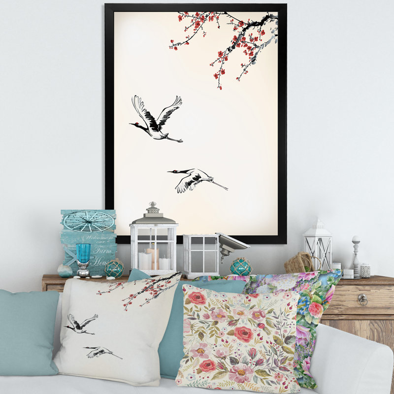 Sweet Winter Birds - Peinture sur toile encadrée, H 40 po x l 30 po x 1,5 po, Cadre noir