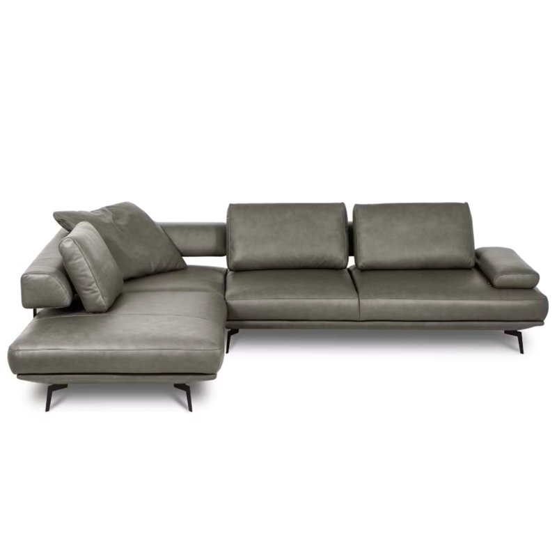 Trumansburg Leather Corner Sofa , Left Hand Facing, Gray