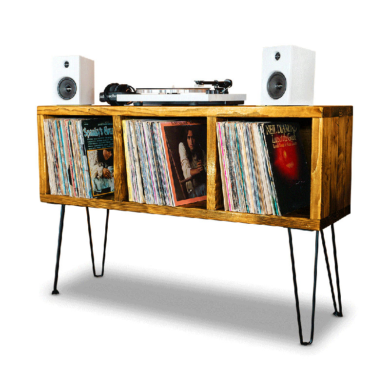 3Sec Vinyl Record Storage, Antique Walnut
