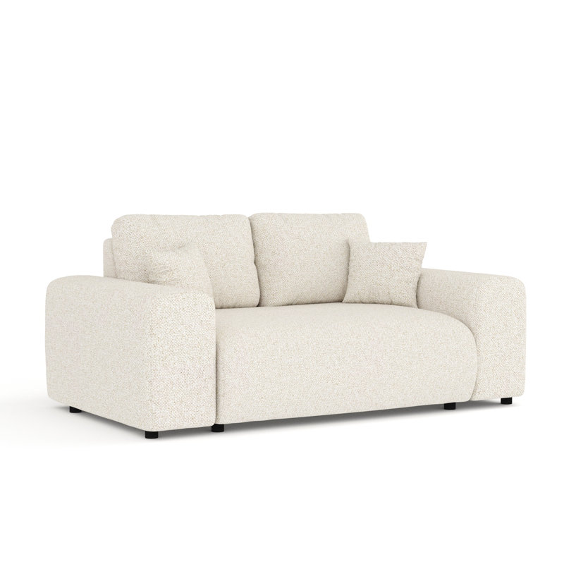 Two-seater square arms loveseat sofa, Cream