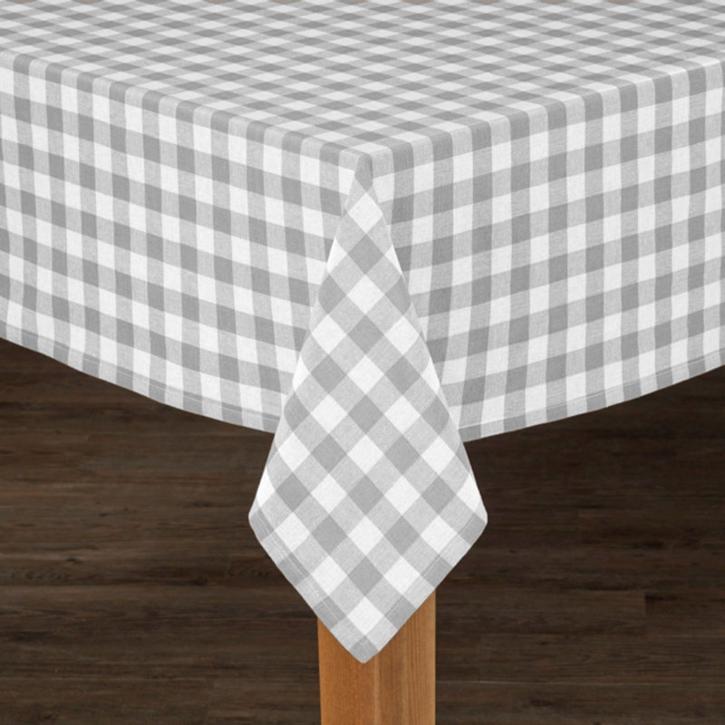 Knopp Plaid 100% Cotton Tablecloth, 72" L x 54" W, Gray