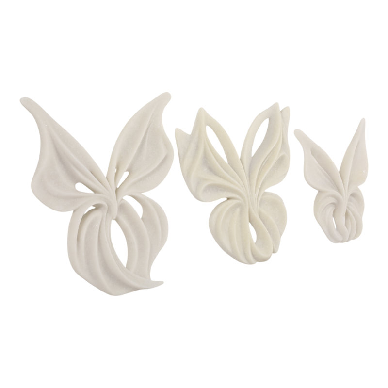 Sculpture murale décorative papillon en résine pour décoration intérieure - Décoration murale moderne pour la cuisine et le vestibule - ensemble de 3, blanc