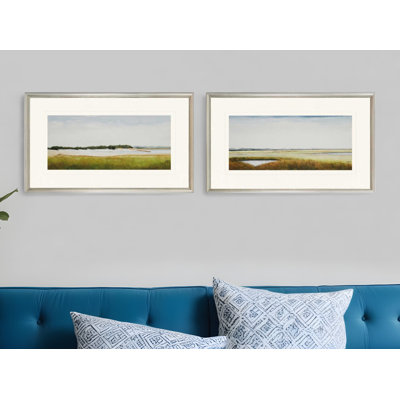(Ensemble de deux) Marshlands II, impression encadrée argentée, art mural