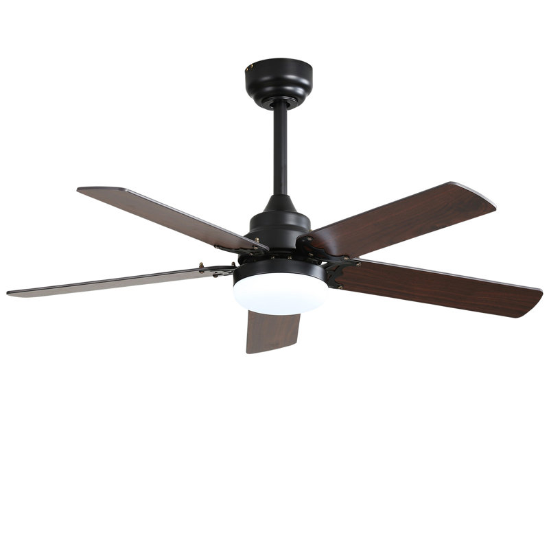 Low Profile 42 Inch Ceiling Fan 5 Blades Noiseless Reversible Dc Motor Remote Control With Led Light