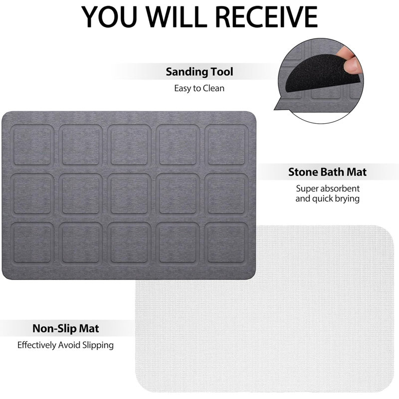Large Diatomaceous Earth Stone Bath Mat