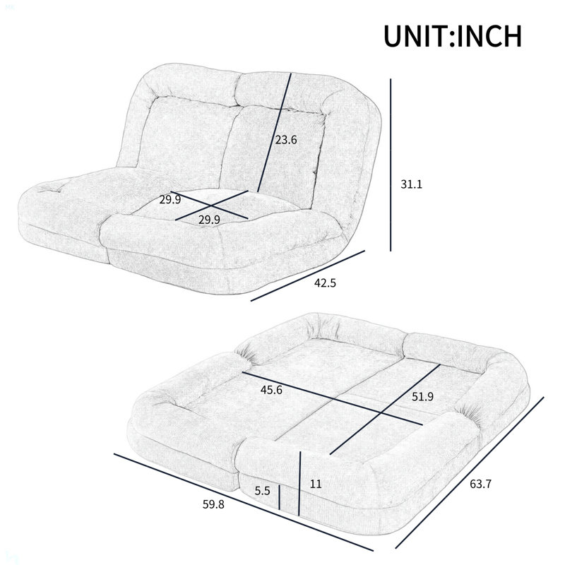 Canapé-lit convertible double escamotable, Rose