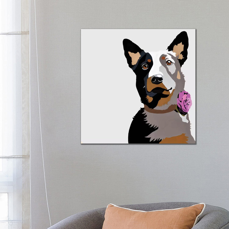 Jasper With A Purple Flower by Julie Ahmad - Wrapped Canvas Print, 66.04 cm H x 66.04 cm W x 1.91 cm D