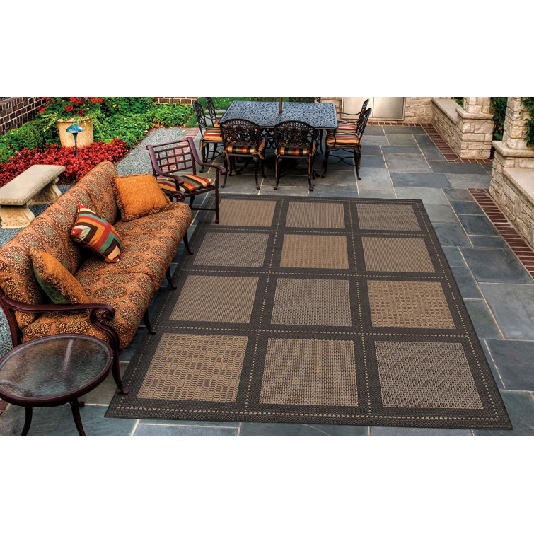 Sania Geometric Cocoa Black Indoor Outdoor Area Rug