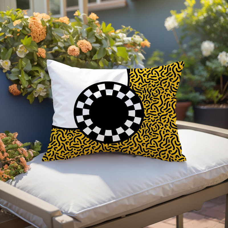 Coussin lombaire réversible Vibra Abstract, Rectangle H 14 po x l 20 po, Yellow