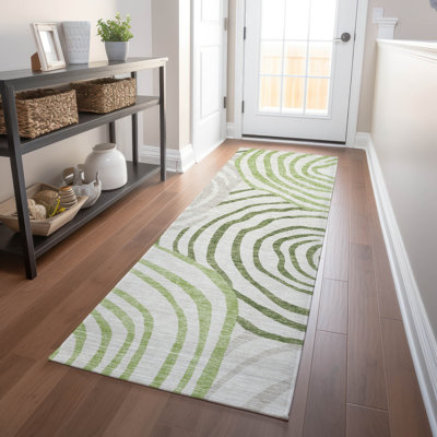 Premium Machine Washable Prisco Green Rug