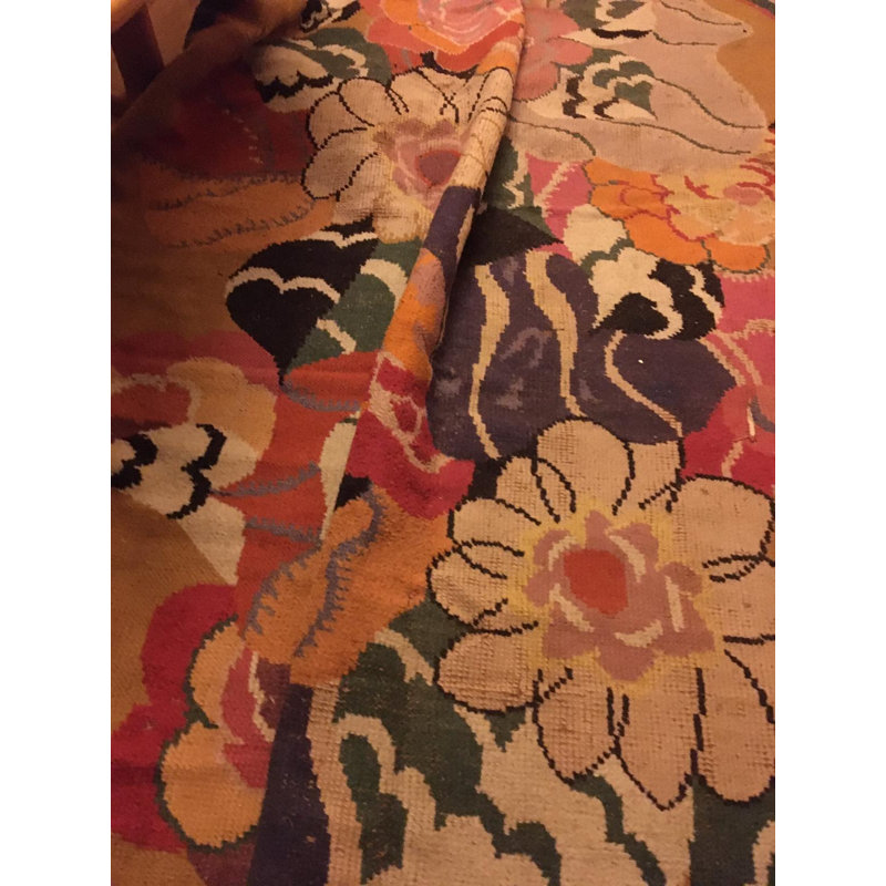 Antique Art Deco - European English Floral Knotted Rug