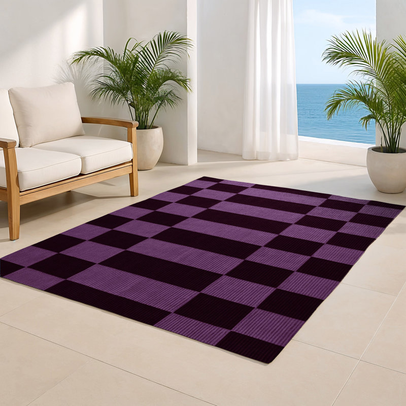 Tapis intérieur / extérieur mauve à carreaux, Rectangulaire 2 pi x 3 pi