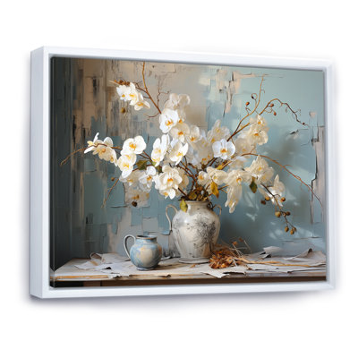 «White Orchids Farmhouse Still Life» sur toile