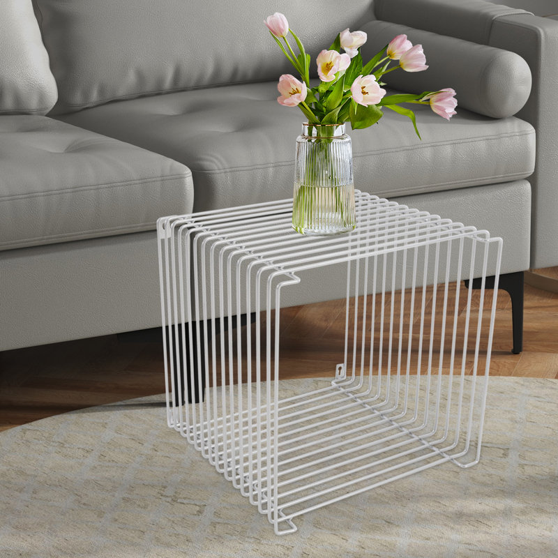 Table d'appoint carrée, table d'appoint polyvalente en fer, table de bout carrée, Argent argent