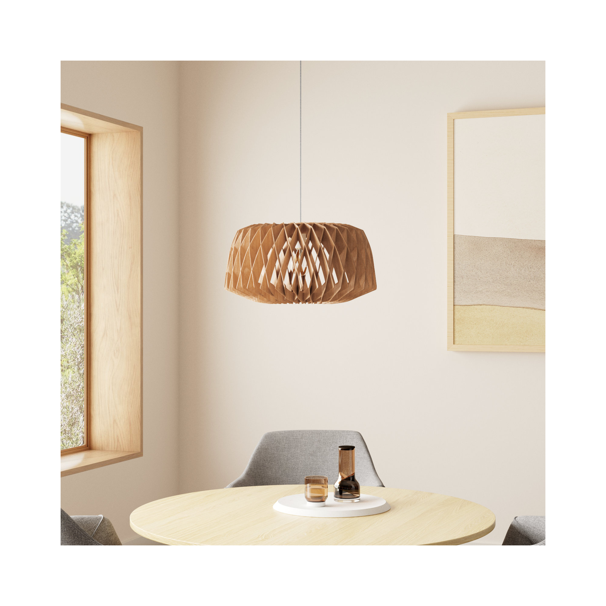 Gwyn Single Light Wood Dimmable Pendant