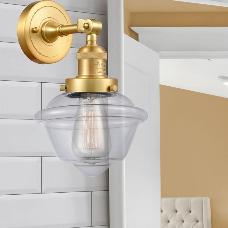 Applique murale de salle de bain 1 lumière à intensité variable Gaspard, Ampoule incandescente rétro de 60 watts, Transparent