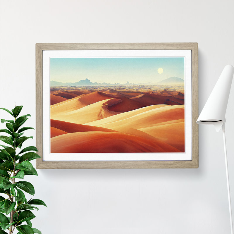 Watercolour Desert Vol.4 1 Piece Single Picture Frame Wall Art, 34cm H x 46cm W x 2cm D, Oak