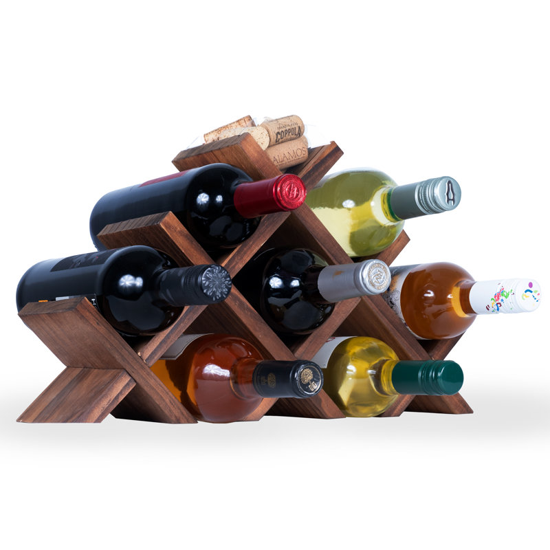 Support à vin de table en bois massif pour 8 bouteilles Arpan