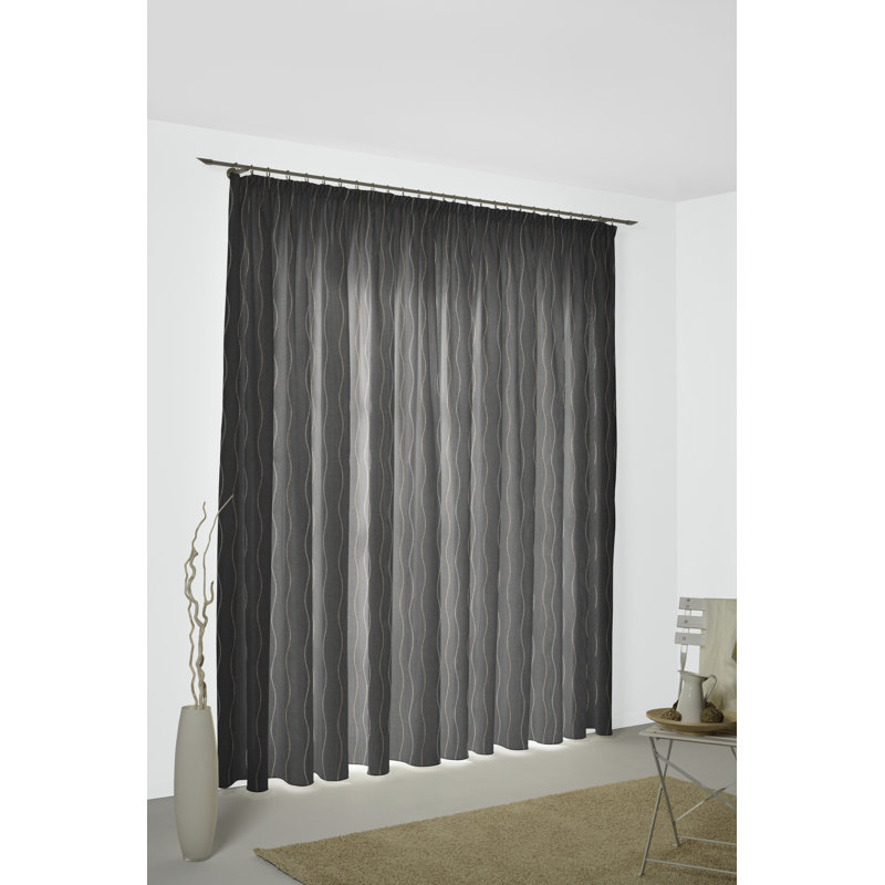 Pedersen Pencil Pleat, Single Curtain, opaque, 132cm Width x 255cm Drop, Grey/Brown/Blue