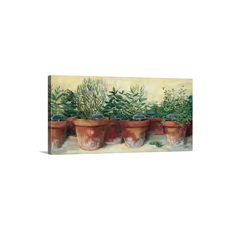 «Pots Herbs» par Carol Rowan - impression, 30 po H x 60 po l x 1,5 P, Toile