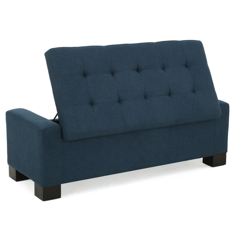 Gianluca Upholstered Ottoman, Dark Blue Fabric