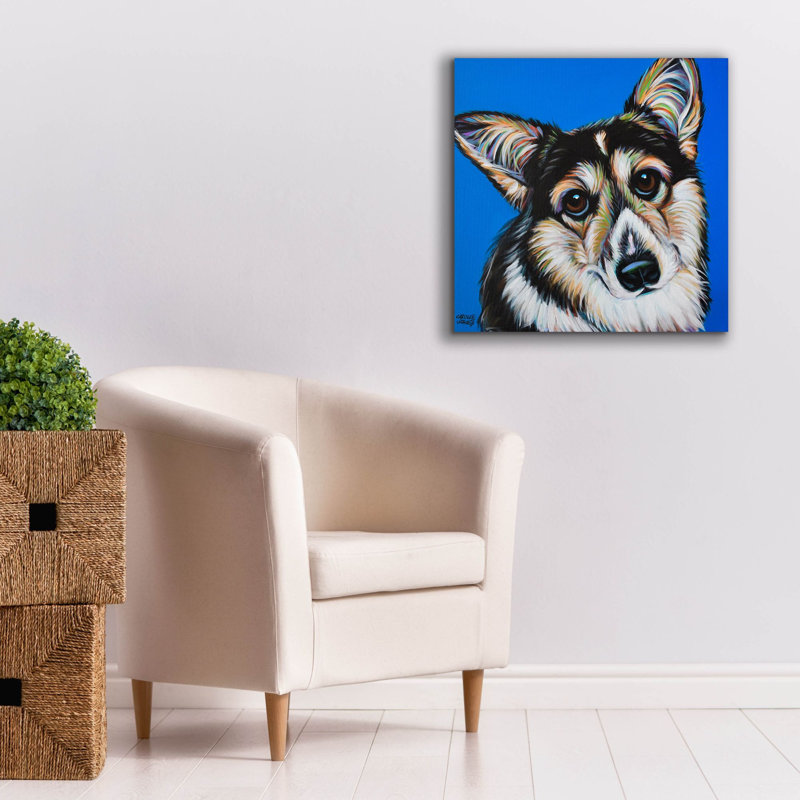 «Corgi Cutiness 2» par Carolee Vitaletti, art mural sur toile, H 26 po x l 26 po x P 1,5 po