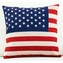 Baseball Daughter Design Co. American Flag Fingerprint Patriotic Design  Baseball Daughter Throw Pillow, 18x18, Multicolor