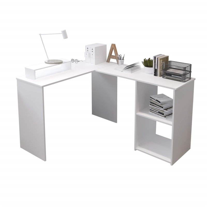Erris L-Shaped Computer Desk, White, 74cm H x 130cm W x 40cm D