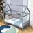 Twin Wooden House-Shaped Bed With Slats-1560366076